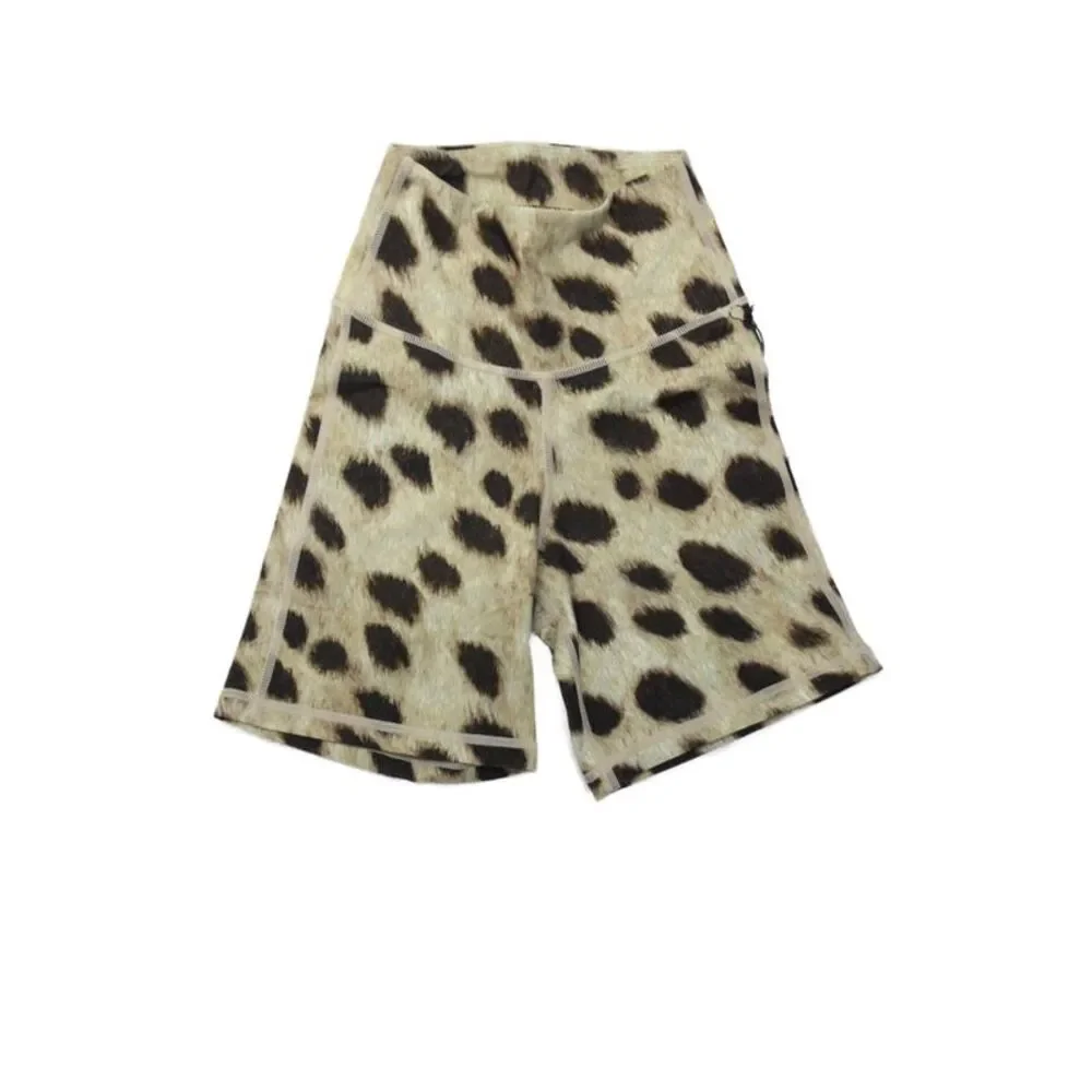 We Wore What Womens High Rise Stretch Knit Leopard Biker Shorts Brown Size XS